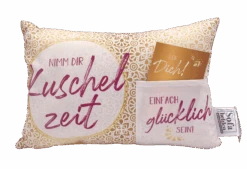 Hergo Geschenk-Kissen Mit Tasche 30x20cm - 1920 Nimm Dir Kuschelzeit