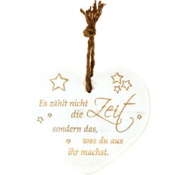 Vintage-Herz Aus Holz "Es Zählt Nicht Die Zeit Sondern Das, Was Du..." 21067