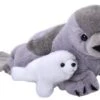 Wild Republic 24093 Sattelrobbe Mit Kind Ca 40 Cm Plüsch Mit Öko-Füllung -Spielwarenladen 24093 Mom and Baby Harp Seal