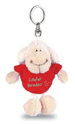 Nici 31555 Schlüsselanhänger Schaf Weiß T-Shirt Rot "Cooler Bruder" Ca 10cm