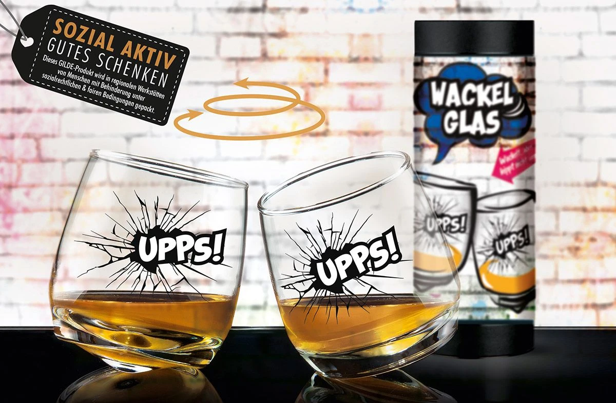 Gilde 46887 Wackelglas 2er-Set "Upps!" Designgläser 27cl 8,8cm 3 Gilde 46887 Wackelglas 2er-Set "Upps!" Designgläser 27cl 8,8cm