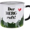 Gilde 46907 Keramik Tasse "Der BERG Ruft!" Grün Weiß Emaille-Design Ca. 390ml -Spielwarenladen 46907 2