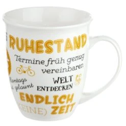 Gilde 49633 Jumbo-Tasse "Ruhestand" Mit Sprüchen Gelb 400ml Porzellan