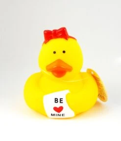 Gummiente Badeente Mit Quietsche - Be Mine Mit Roter Schleife