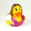 Gummiente Badeente Mit Quietsche - Dame Mit Spiegel Und Lila Kleid -Spielwarenladen Gummiente Badeente mit Quietsche Dame mit Spiegel und lila Kleid